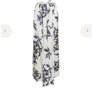 Floral Print Maxi Skirt - White and Purple